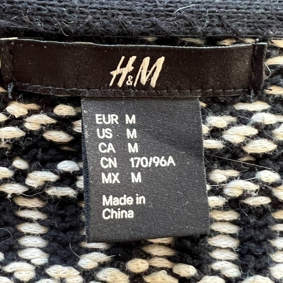 H&M cardigan sweater open front black white medium - Picture 8 of 8
